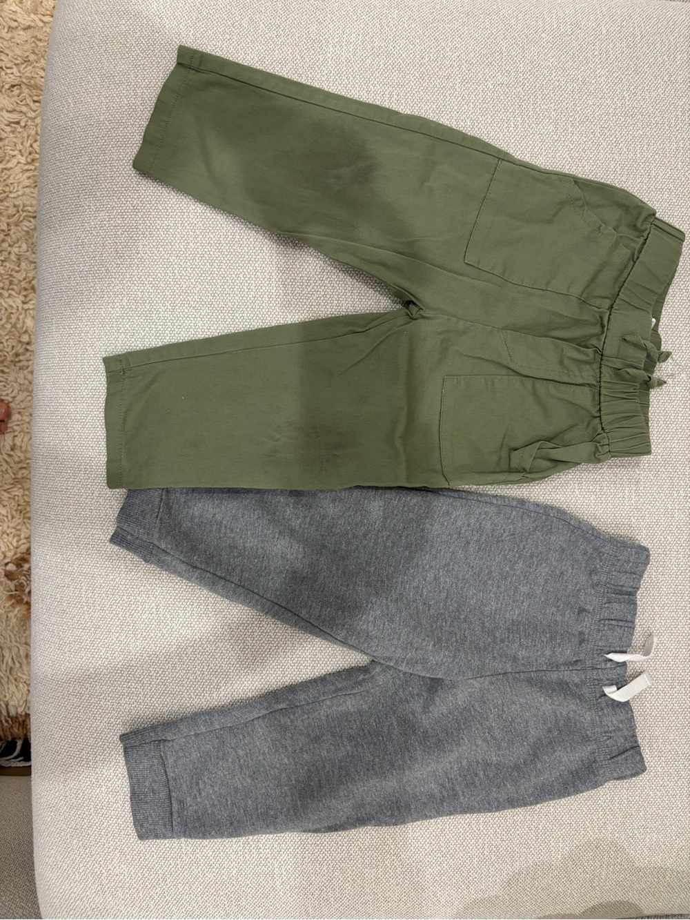 Kids Olive Green Cargo and Grey Pants